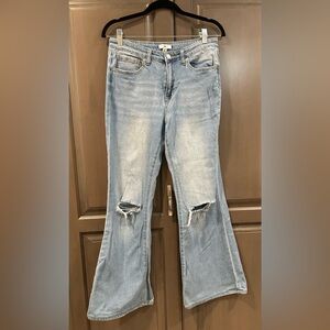 BP (Nordstrom) High Waisted Flared Ripped Jeans in Light Wash, Size 29
